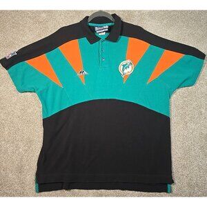 Miami Dolphins NFL Football Vtg Polo Shirt Shark Tooth Pro Line Apex Men's XL